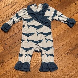 Kickee Pants Blue Whale Baby Romper Outfit